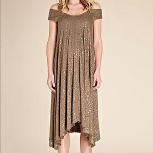 Isabella Oliver Khaki Sequin‎ Off Shoulder Evening Marernity Party Dress Size 0